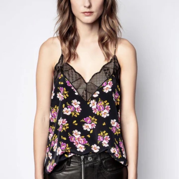 NWT Zadig & Voltaire Christy Peonies Silk Tank (sz XS) 284 - Picture 1 of 10